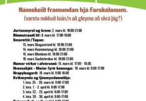 Read more about the article Margt skemmtilegt framundan í námskeiðshaldi hjá Farskólanum